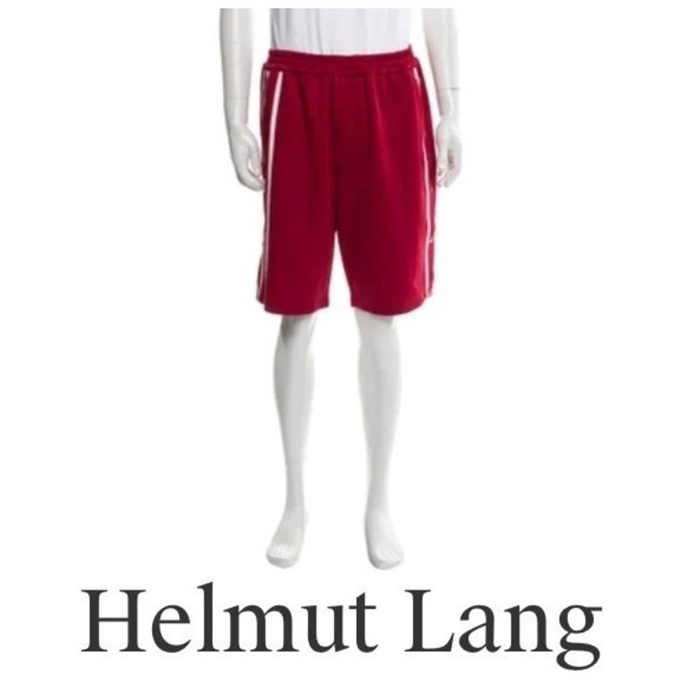 $345 Helmut Lang Track Shorts‎ Men's Small Red White Side Stripe Snap Button